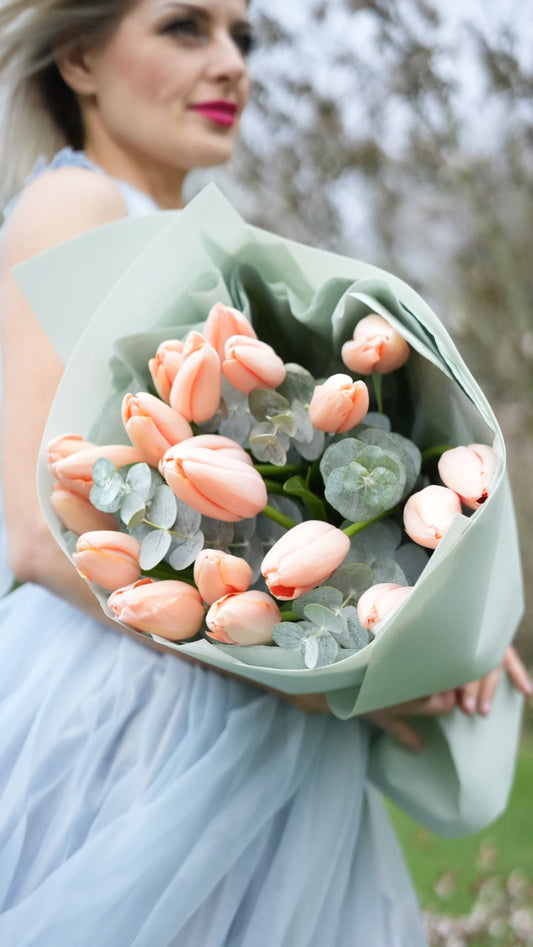 French Tulips and Eucalyptus